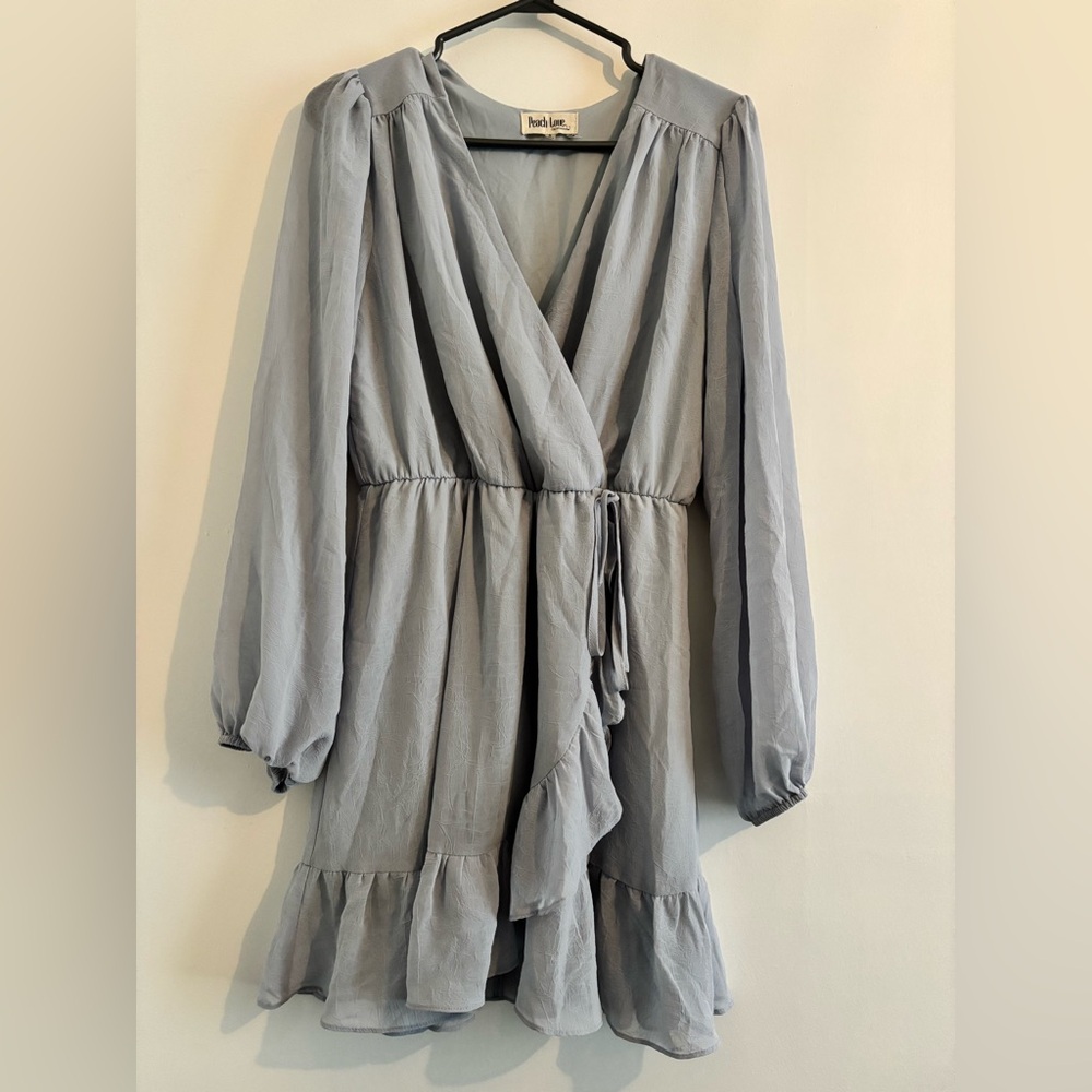 Peach Love California Light Blue Wrap Dress
